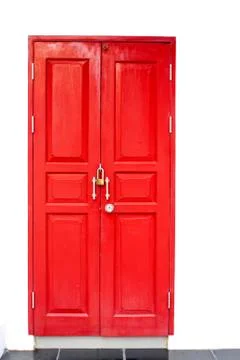 Red door in white background Stock Photos