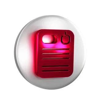 Red Dossier folder icon isolated on transparent background. Silver circle b.. Illustrazione stock