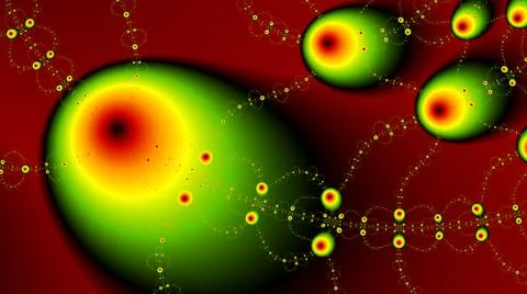 Red dot abstract oval-shaped random figures on a red background Stockillustratie