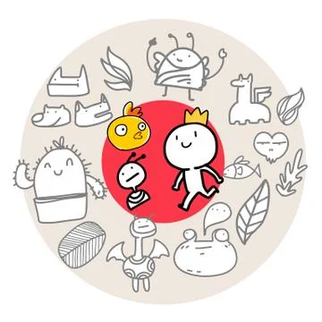 Red dot doodles Stock Illustration