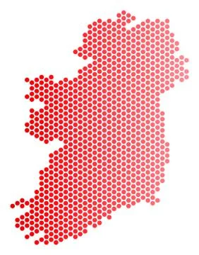 Red Dot Ireland Countries Map Stock Illustration