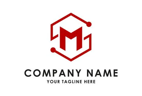 Red Dot Line Letter M Logo Design Concept	 Stock Illustration
