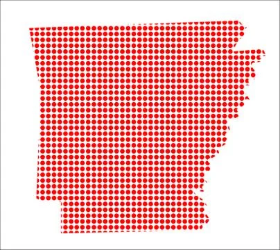 Red Dot Map of Arkansas Stock Illustration