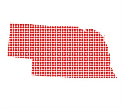 Red Dot Map of Nebraska Stock Illustration