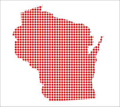 Red Dot Map of Wisconsin Stock Illustration