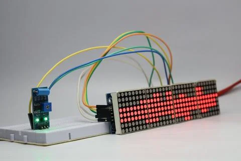 Red dot matrix display module and vibration sensor Stock Photos