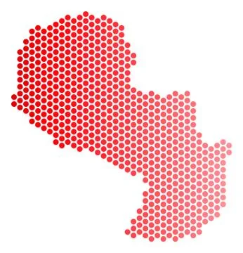 Red Dot Paraguay Map Stock Illustration