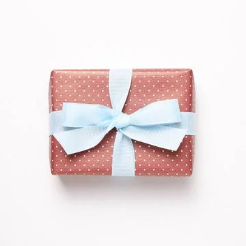Red dot pattern gift box isolated on white background Red dot pattern gift... Stock Photos