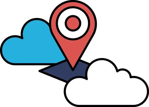 A red dot is on top of a cloud Stock Illustration
