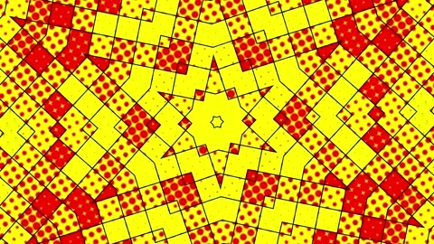Red dot yellow background kaleidoscope fast transition animation Stock-Footage 204037918