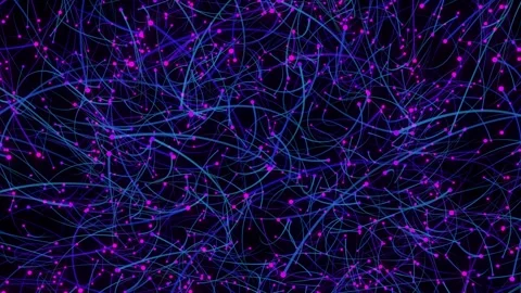 Red dots with blue trails. Seamless loop Stock Footage 166378748