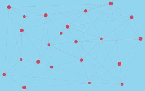 Red dots connected with triangle shape, connection, worldwide connections 스톡 일러스트