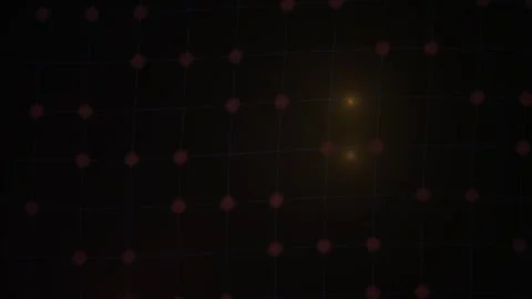 Red Dots Moving Fast Across a Dark Digital Grid Network Background Stock Footage 343760007