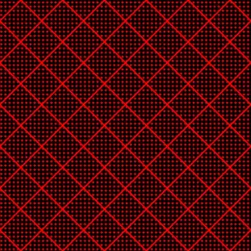 Red dots rhombus seamless pattern vector. Black background. Stock Illustration