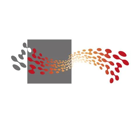 Red dots in the shape of a scarf with a grey square in background Stock Illustration