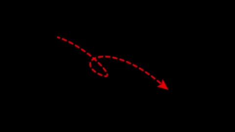 Red Dotted Arrow Changing Direction Down Video stock 318122242
