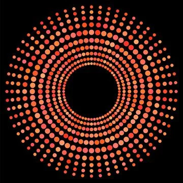 Red Dotted Circle Isolated on White Background. Halftone Icon Stock Illustration