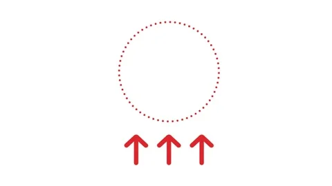 Red dotted circle with three upward pointing arrows Stock Footage 341904392