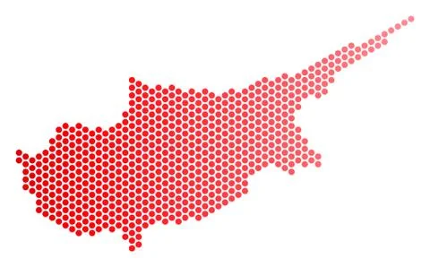 Red Dotted Cyprus Countries Map Stock Illustration