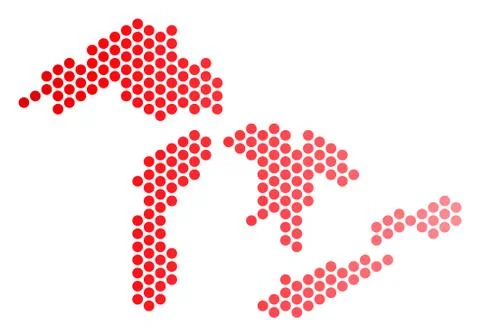 Red Dotted Great Lakes Map Stock Illustration