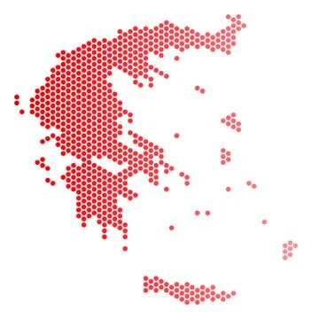 Red Dotted Greece Map Stock Illustration