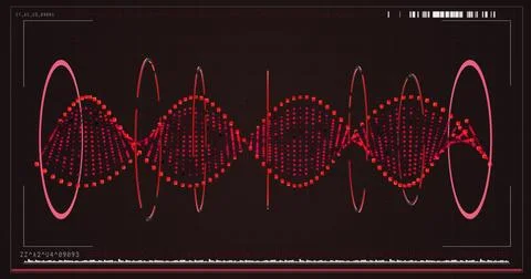 Red dotted helix pattern over white background Stock Illustration