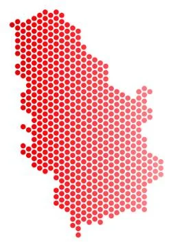 Red Dotted Serbia Map Stock Illustration