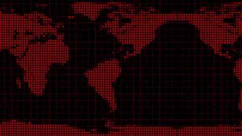 Red Dotted World Map on Black Grid Background globe earth Stock Footage 330476169