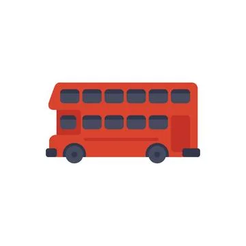 Red double decker bus driving through london england Stock Illustration