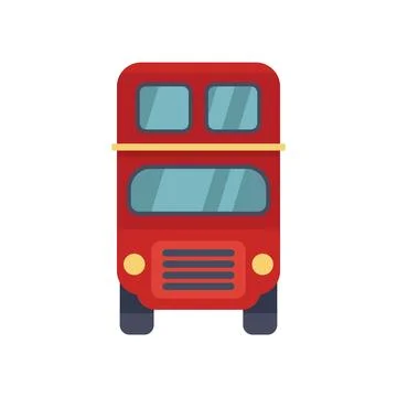 Red double decker bus front view public transportation icon Stock Illustration
