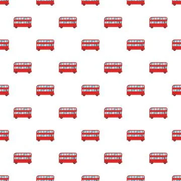 Red double decker bus icon seamless pattern Stock Illustration