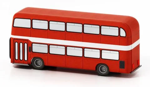 Red double decker bus isolated on white background. 3D illustration Stock Illustration