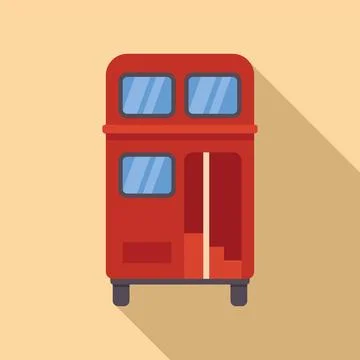 Red double decker bus with open door is waiting for passengers Stock Illustration
