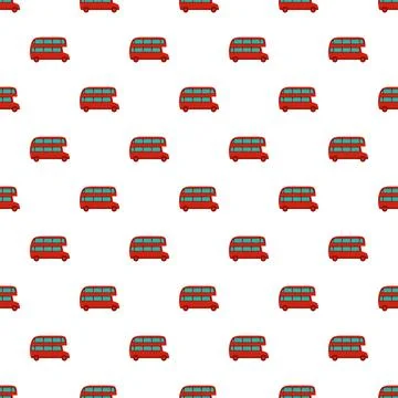 Red double decker bus pattern seamless background Stock Illustration