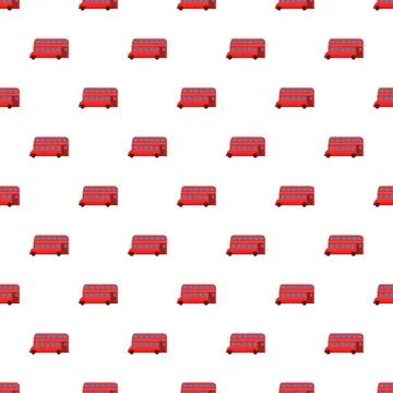 Red double decker bus pattern creating seamless background イラスト素材