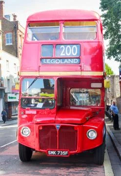 Red double decker bus Foto stock