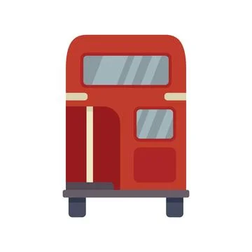 Red double decker bus rear view london public transport illustration Stock Illustration