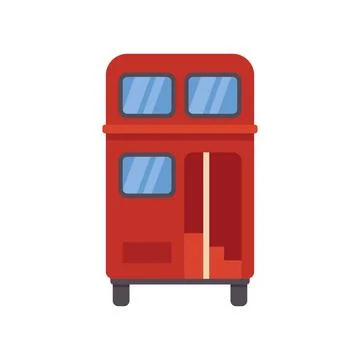 Red double decker bus rear view open doors showing stairs illustration Stock Illustration