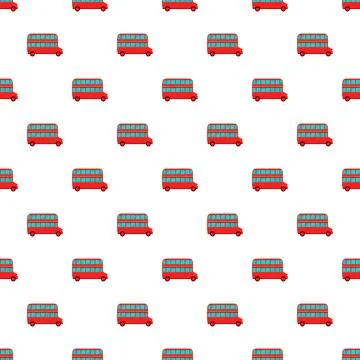 Red double decker bus seamless pattern background イラスト素材