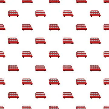 Red double decker bus seamless pattern Stock Illustration
