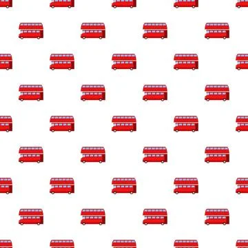 Red double decker bus seamless pattern background Illustrazione stock