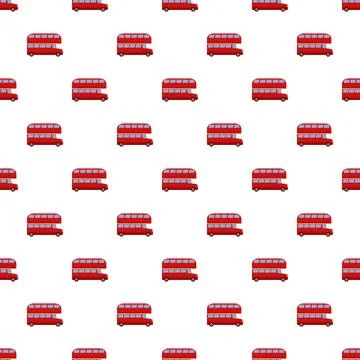 Red double decker bus seamless pattern background Illustrazione stock