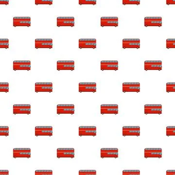 Red double decker bus seamless pattern background Stock Illustration