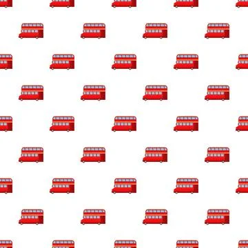 Red double decker bus seamless repeating pattern Stock Illustration