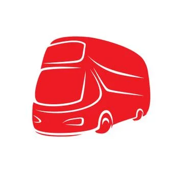 Red double-decker bus in the style of brush strokes 스톡 일러스트