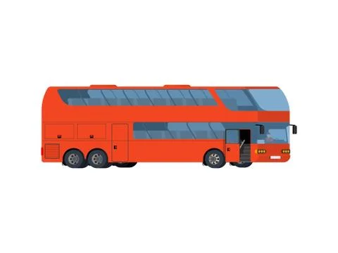 Red double-decker coach big tour bus isolated on white background Stock Illustration