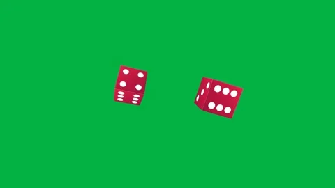 Red double dice with a lucky six falling on green screen. 4K Vídeos de archivo 343265083