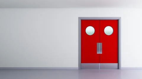 Red double door interior space Illustrazione stock