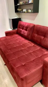 Red double sofa bed open Stock Photos