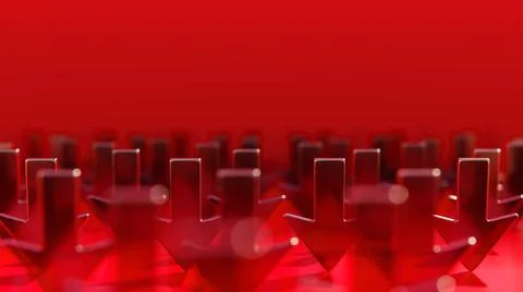 Red Down Arrow 3D illustration Background for advertising and wallpaper in... Stock Photos